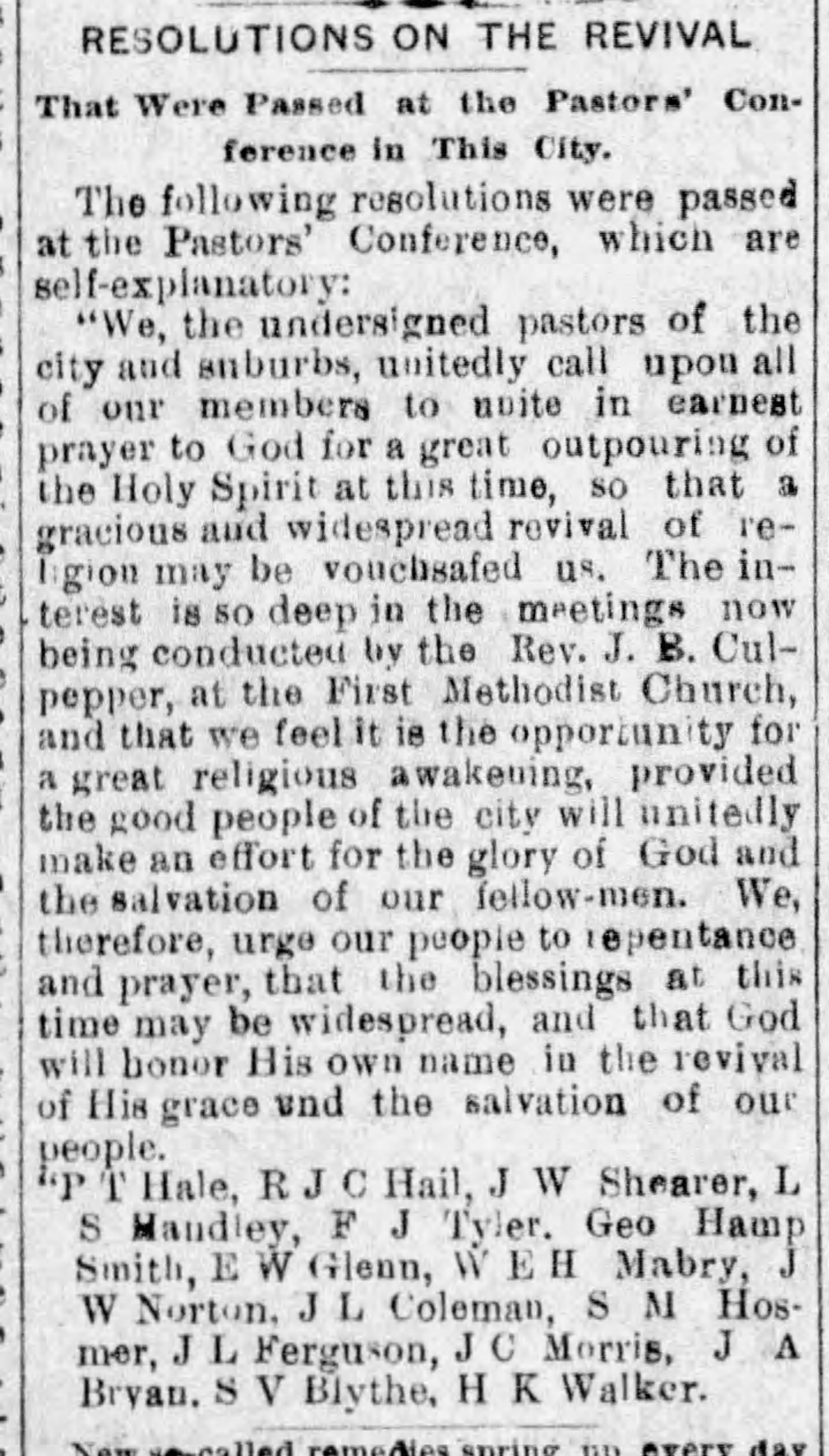 Resolutions on the Revival